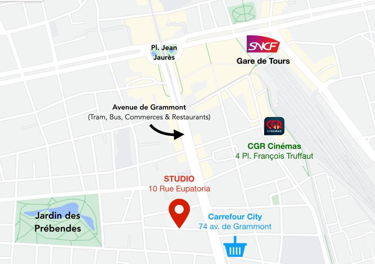 Studio Paisible Avec Jardin - Tours Centre Екстериор снимка